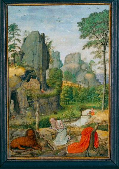 Paysage avec saint Jerôme penitent et la guerison du lion - Landscape with saint Jerome penitent and the cure of the lion ... 作者 西蒙·贝宁