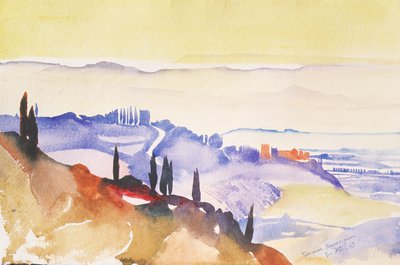 意大利巴尼奥维诺尼，2003 年（水彩画） 作者 西蒙·弗莱彻