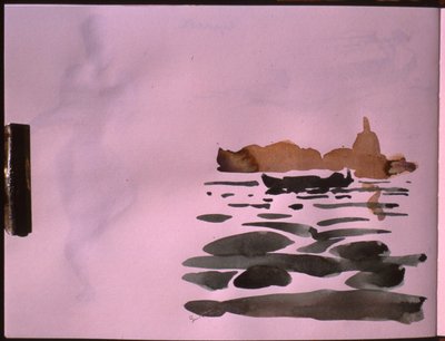 运河船，威尼斯（纸上水彩画） 作者 西蒙·弗莱彻
