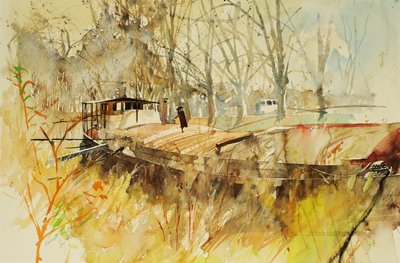 米迪运河，2000 年（水彩画 作者 西蒙·弗莱彻