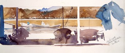 码头墙天桥立，2000 年（水彩画） 作者 西蒙·弗莱彻