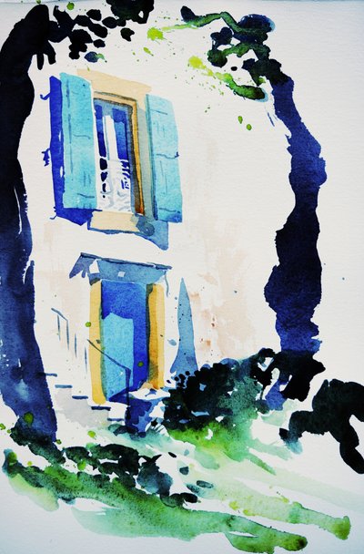 à Fos，2015（水彩画） 作者 西蒙·弗莱彻
