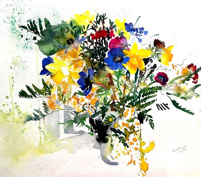 大花束》，2005 年（水彩画） 作者 西蒙·弗莱彻