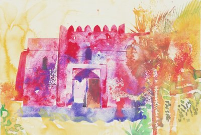 Jabreen 墙，阿曼，2005 年（水彩画） 作者 西蒙·弗莱彻