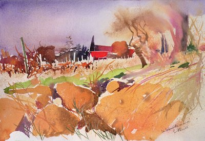 La colombette en hiver，法国，2004 年（水彩画） 作者 西蒙·弗莱彻