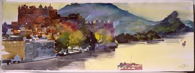 皮秋拉湖，2007 年（纸上水彩画） 作者 西蒙·弗莱彻