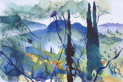 科孚岛帕戈伊附近，2005 年（水彩画） 作者 西蒙·弗莱彻