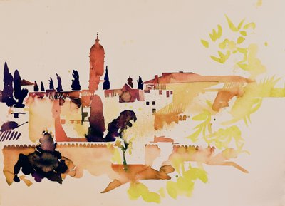 托斯卡纳圣基里科-德奥西亚，2006 年（纸面水彩画） 作者 西蒙·弗莱彻