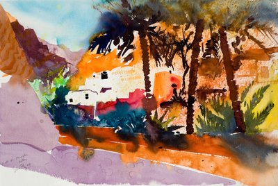 Wadi al Muaydin，2004 年（水彩画） 作者 西蒙·弗莱彻