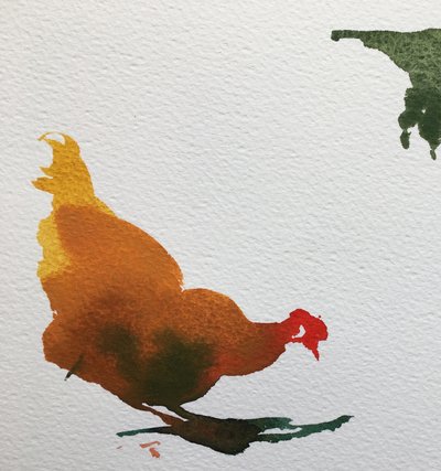 啄鸡，2020（纸上作品） 作者 西蒙·弗莱彻
