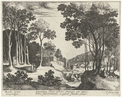 基督与治愈流血妇女的风景画
带有基督生平场景的风景画（系列名称） 作者 亨德里克·洪迪乌斯（I）
