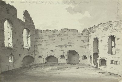 班堡城堡，厨房遗址，Add。 15542，f.180，c.1780（纸上笔墨） 作者 西蒙·H·格林
