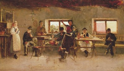 酒吧的狂欢者，1888年 作者 西蒙·霍洛西（Simon Hollosy）