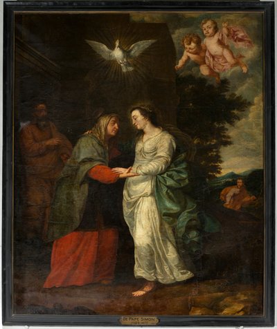 教区教堂（Parochiekerk Sint-Eligius）。 绘画。 “玛丽拜访伊丽莎白”。 西蒙·德·佩普. 17世纪。 作者 西蒙二世教皇