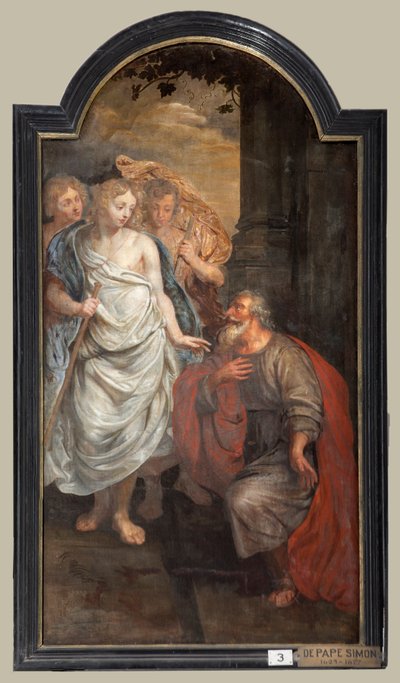 教区教堂（Sint-Walburgakerk）。 绘画，三联画。 西蒙·德·佩普（？）。 将基督教奴隶救赎给土耳其人。 作者 西蒙二世教皇