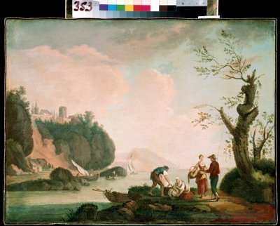 渔夫西蒙-马瑟兰-兰塔拉特（1729-1778 年）的画作。布面油画。法国艺术，洛可可风格。乌克兰塞瓦斯托波尔米哈伊尔-克罗希茨基艺术博物馆 作者 西蒙·马图林·兰塔拉特