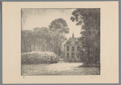 De Raephorst 庄园农舍景观 雷福斯特（原标题） 海牙周围的古老乡村庄园（原系列标题） 作者 Simon Moulijn（艺术家签名）