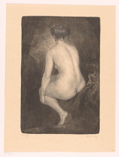 坐着的裸体女人 作者 Simon Moulijn（艺术家签名）