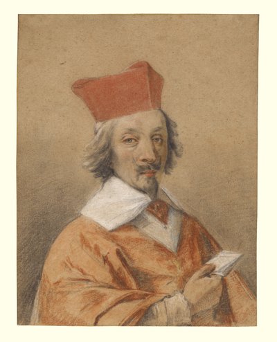 阿尔芒-让·杜普莱西斯的肖像，红衣主教黎塞留，c.1632-34（纸上粉笔） 作者 西蒙·沃特