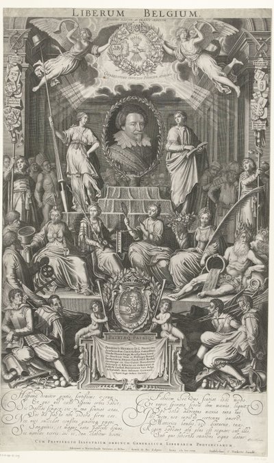 腓特烈-亨利作为宗教和自由的保护者，1628 年
Liberum Belgium（物品上的标题） 作者 阿德里安·范尼兰特 (I)