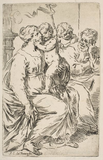 与施洗者圣约翰的神圣家族，ca。 1640-1642。 作者 西蒙妮·坎塔里尼
