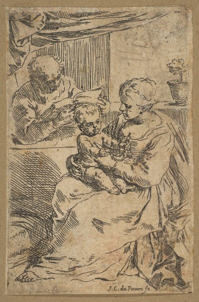 念珠的神圣家族，约。 1640-1642。 作者 西蒙妮·坎塔里尼