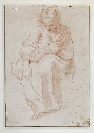 Mother breast-feeding her child (Drawing 作者 西蒙妮·坎塔里尼