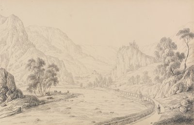 蒂罗尔和意大利 30 处景观相册：布里克森和克劳森之间 - 蒂罗尔，1840 年 10 月 27 日 作者 查尔斯·多伊利爵士