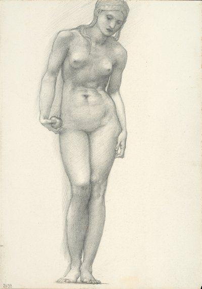 右手拿着金苹果的维纳斯，为特洛伊三联画而作（素描本 #2639） 作者 爱德华·伯恩·琼斯爵士