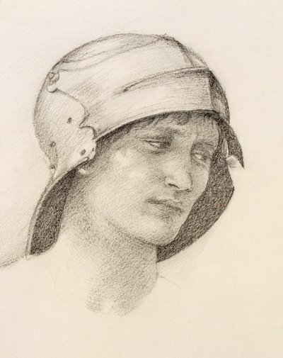 戴帽子的女人，素描本上的细节，约1880年代。 作者 爱德华·伯恩·琼斯爵士