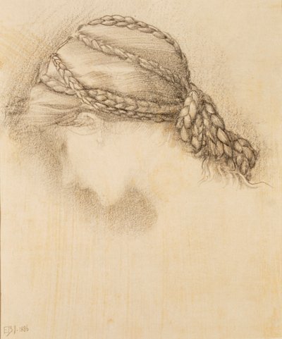 女人的头，素描本上的细节，1886年。 作者 爱德华·伯恩·琼斯爵士