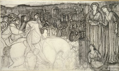 Gualdrada Donati向Buondelmente介绍她的女儿，约1850年代 作者 爱德华·科利·伯恩·琼斯爵士