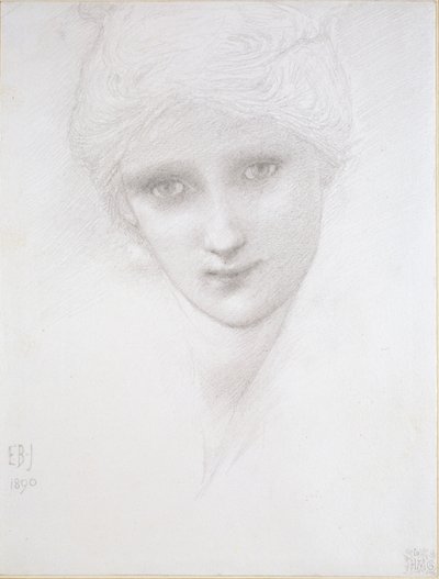 一个女人的头，1890年 作者 爱德华·科利·伯恩·琼斯爵士