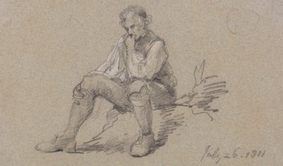 男人坐着 作者 George Howland Beaumont 爵士第七世男爵