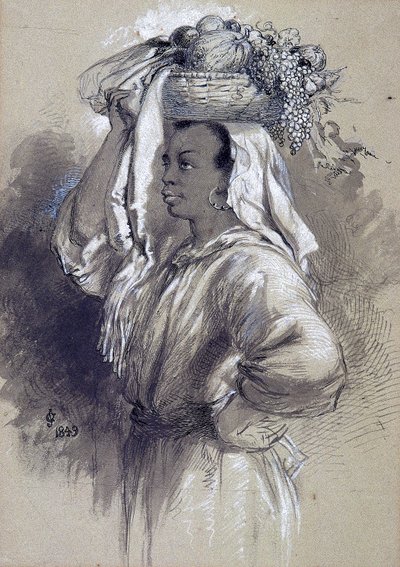 拿着水果的女孩》，1849年 作者 约翰·吉尔伯特爵士