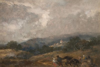 景观素描，1877年。 作者 Sir John Gilbert