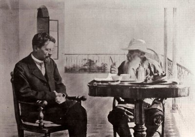 列夫·托尔斯泰和安东·契kh夫，俄罗斯作家，1902年 作者 索菲亚·安德列夫纳（Sophia Andreevna Tolstaya）