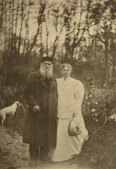 俄国作家列夫·托尔斯泰和他的妻子索菲娅·托尔斯泰亚，俄罗斯，1895年 作者 索菲亚·安德列夫纳（Sophia Andreevna Tolstaya）