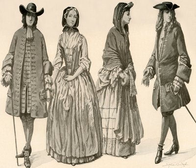 查理二世（James II），威廉二世（William and Mary）1682-1700年统治期间的服装，1903年，1937年。 作者 索菲·B·斯蒂尔