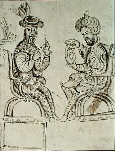延韦特兰手抄本一页的传真副本（石版画） 作者 西班牙殖民地（之后）