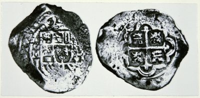 1714年的 "八件套"（银质）（黑白照片）。 作者 西班牙语学校