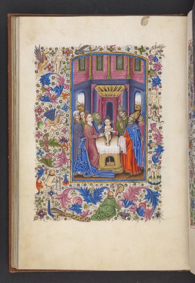 添加 MS 50004 f.41v 《割礼》，选自 "时间之书"（牛皮纸上的墨水、彩色和金色）。 作者 Spanish School