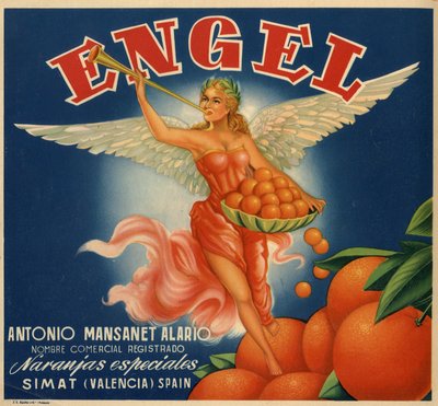 Advertising for oranges, image of a winged woman. Advertising poster, Valencia 作者 西班牙语学校