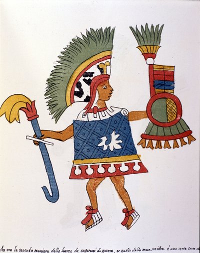 Codex Vaticanus 3738（Codex Vat. Rios）中的阿兹特克战士。多米尼加人佩德罗-德洛斯-里奥斯的手稿传真，1570至1589年间，Bibl.梵蒂冈。 作者 西班牙语学校