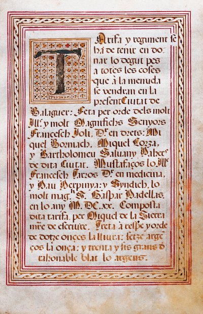 Book of tariffs with the weight and prices of meat, wine, oil, fish and other products in the city of Paheria de Balaguer controlled by the Mostassal 作者 西班牙语学校
