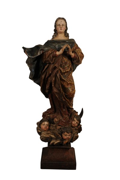 Carved wood sculpture of the Madonna of the Immaculate Conception, Spain, c.1750 (wood) 作者 西班牙语学校