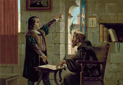 克里斯托弗·哥伦布在La Rabida的Friaryy，1490年代 作者 西班牙语学校