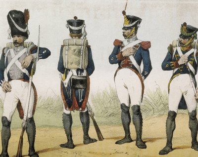 DE SOTTO, Serafin Maria, Earl of Clonard (1793 - 1862).Historia organica de las armas de Infanteria y Caballeria espanolas.1851 - 1859.西班牙斐迪南七世统治时期的步兵。掷弹兵、步枪兵、中士和骑兵（1815-1820 年）。雕刻 作者 西班牙语学校