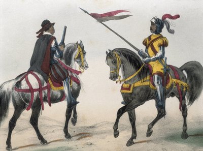 DE SOTTO, Serafin Maria, Earl of Clonard (1793 - 1862).Historia organica de las armas de Infanteria y Caballeria espanolas.1851 - 1859.西班牙菲利普二世统治时期的骑兵。"Heraldo de caballeria"（武器传令官）和 "hombre de armas"（骑兵）。 作者 Spanish School