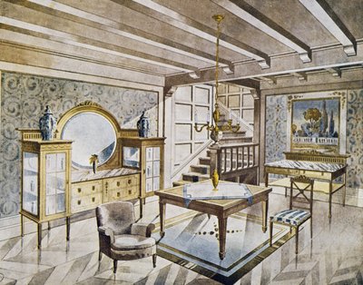 起居室的设计，约1900年，西班牙，20世纪 作者 西班牙语学校